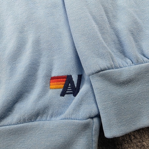 Aviator Nation Large Rainbow Embroidered Relaxed Crew Sweatshirt Sky Blue Unisex - Picture 4 of 12